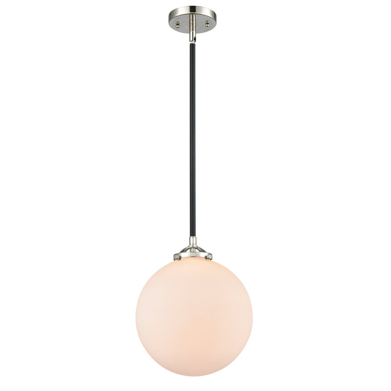 Clementina 1 - Light Single Pendant, Matte White, LED, Black Polished Nickel