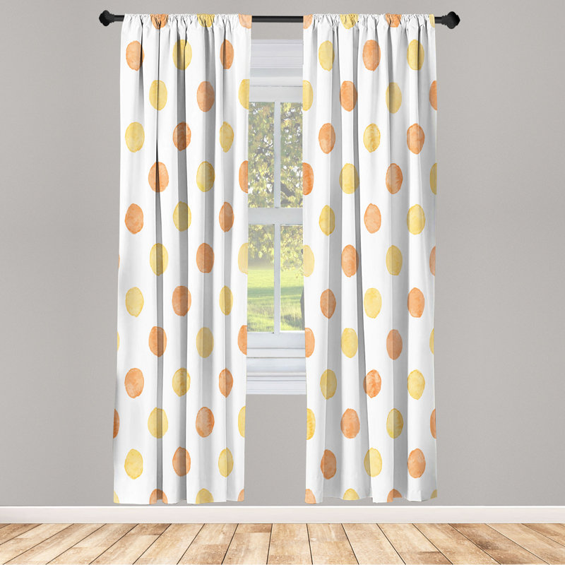Microfiber Floral Semi-Sheer Rod Pocket Curtain Panels, 28" W x 84" L, Yellow/Orange/White