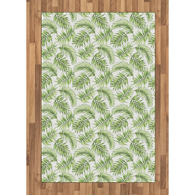 Tapis décoratif à haute densité en fibres de polyester Palm Leaf, Rectangle— 4 pi x 5 pi 8 po