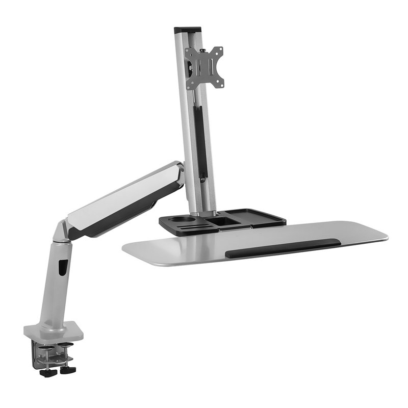 ErgoFlex 26" Silver Steel Adjustable Standing Desk Converter