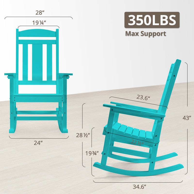 Chiemi HDPS Modern Resin Rocking Adirondack Chair, Aruba Blue