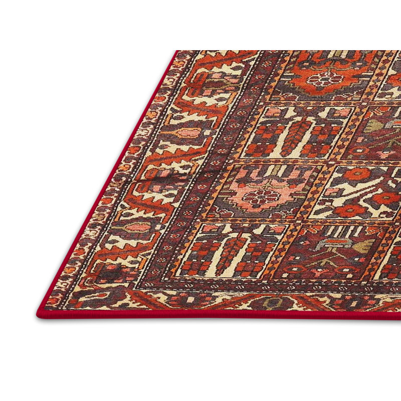 Tapis orange / rouge / beige, Rectangle 5 pi x 7 pi