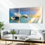 Ensemble de 3 tableaux sur toile tendue représentant des fleurs de lotus et des papillons-2056358079