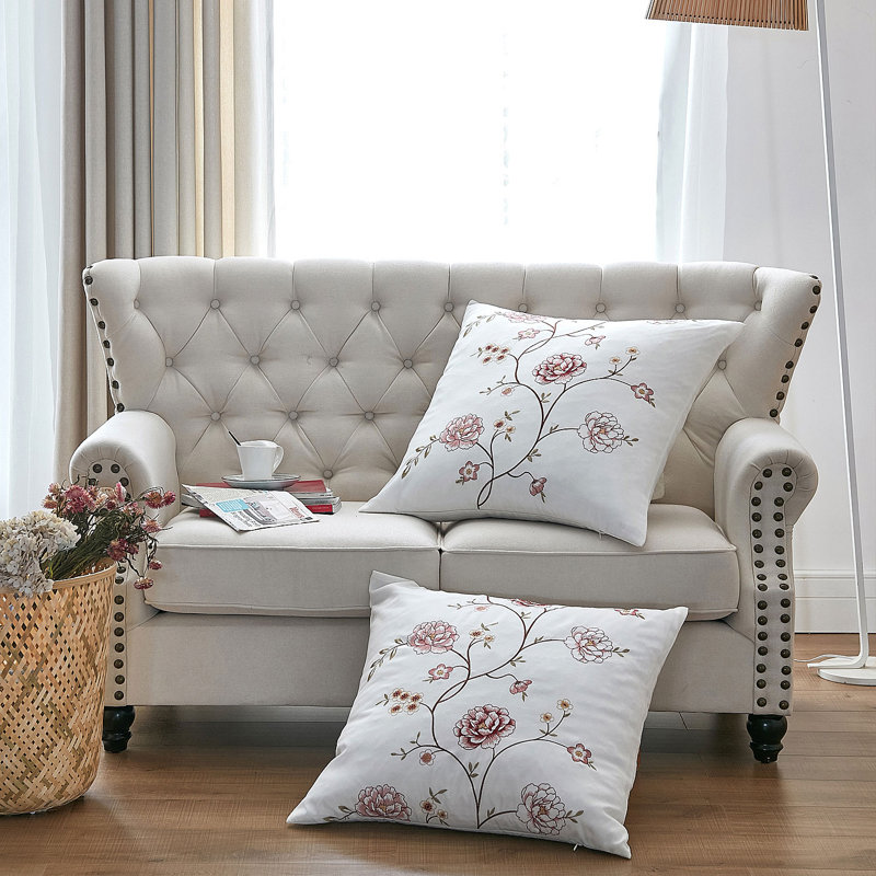 Floral Square Euro Pillow Cover, Burgundy