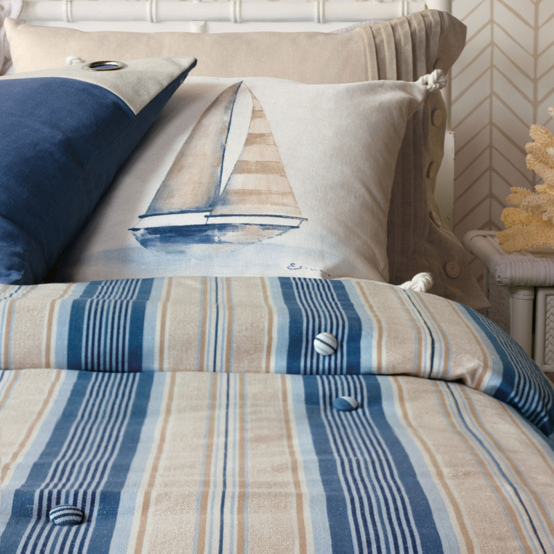 Maritime Linen Square Pillow Cover & Insert, Faux Down