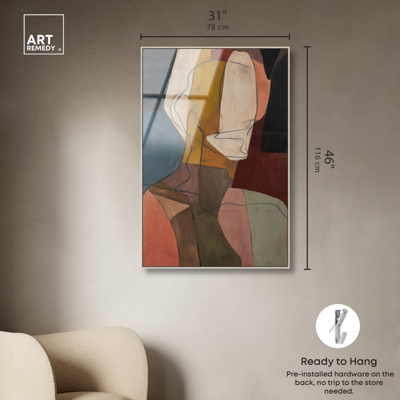 «Cubist Contemplation II», reproduction murale encadrée par Art Remedy, cadre argenté, 30 x 45, 46"H x 31"W, Cadre argenté