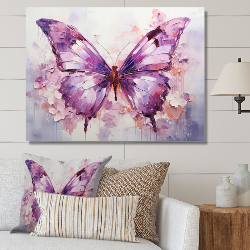 «Purple Animal Amethyst Butterfly Delicate - Butterfly», reproduction sur toile encadrée, H 12 po x l 20 po x P 1 po