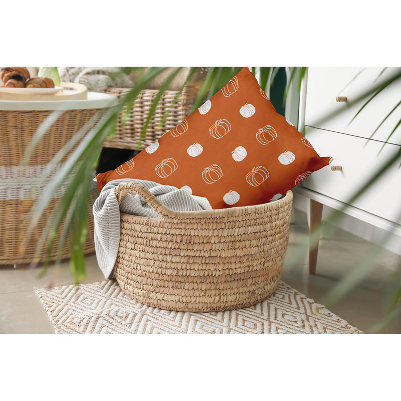 Coussin décoratif à motif citrouille, H 14 po x l 20 po, Poussière d'orange, Rectangle