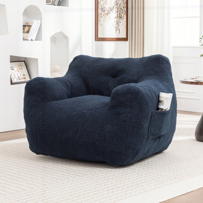 Fauteuil à billes Comfy avec accoudoirs, rembourrage en mousse haute densité pour une détente ultime dans le salon ou la chambre à coucher