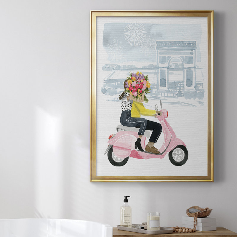 «Paris In Love I», toile encadrée de qualité supérieure - prête à être accrochée, Or, H 42,5 po x l 30,5 po x P 1 po