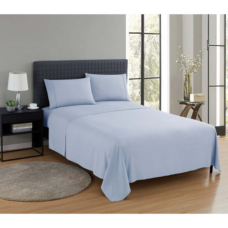 Microfiber - Set of 3, King Sheet Set with 2 Pillowcases, Ice Blue