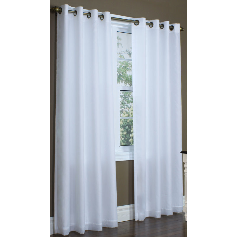 Galion Solid Color Semi-Sheer Thermal Grommet Single Curtain Panel, Ivory, 54"W x 84"L