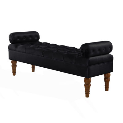 Upholstered Long Bed Bench With Tufted Buttons