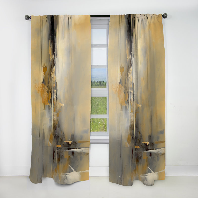 Cornalin - jaune et gris au-delà de la toile IV - Rideau moderne - Velours obscurcissant - 1 panneau, L 52 po x L 120 po