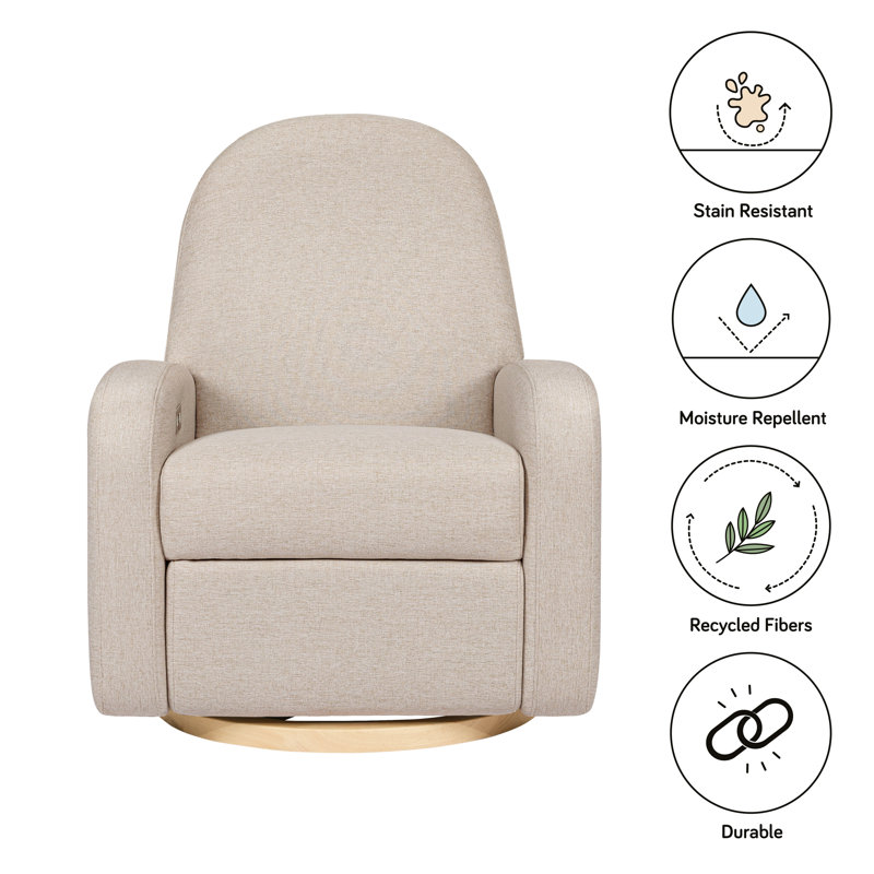 Nami Electronic Recliner and Swivel Glider in Eco-Performance Fabric with USB port, Performance Beach Polyester