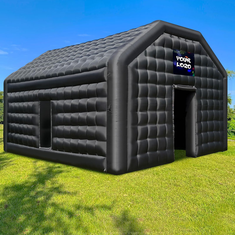 Cabine de réception portable gonflable noire 20 'x 16,5' avec ventilateur, H 143 po x l 236,22 po x P 236,22 po, Noir