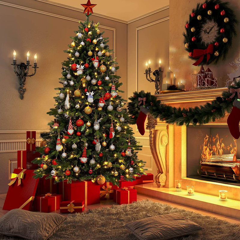 Arbre de Noël artificiel vert 7 pi 6 po avec 400 lumières
