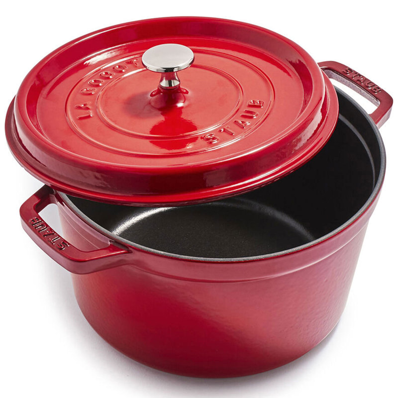 Staub Cast Iron 5-qt Tall/Deep Round Cocotte, Red