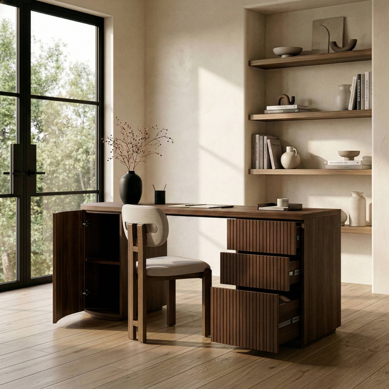 Clova - Bureau moderne en noyer, Noyer