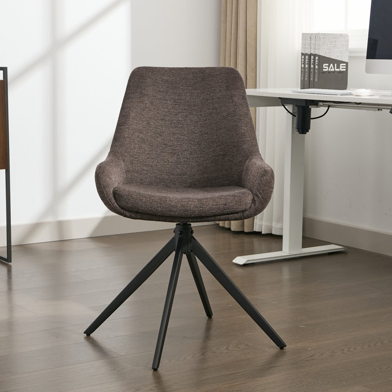 Chaise de bureau en lin Loklun, Brun
