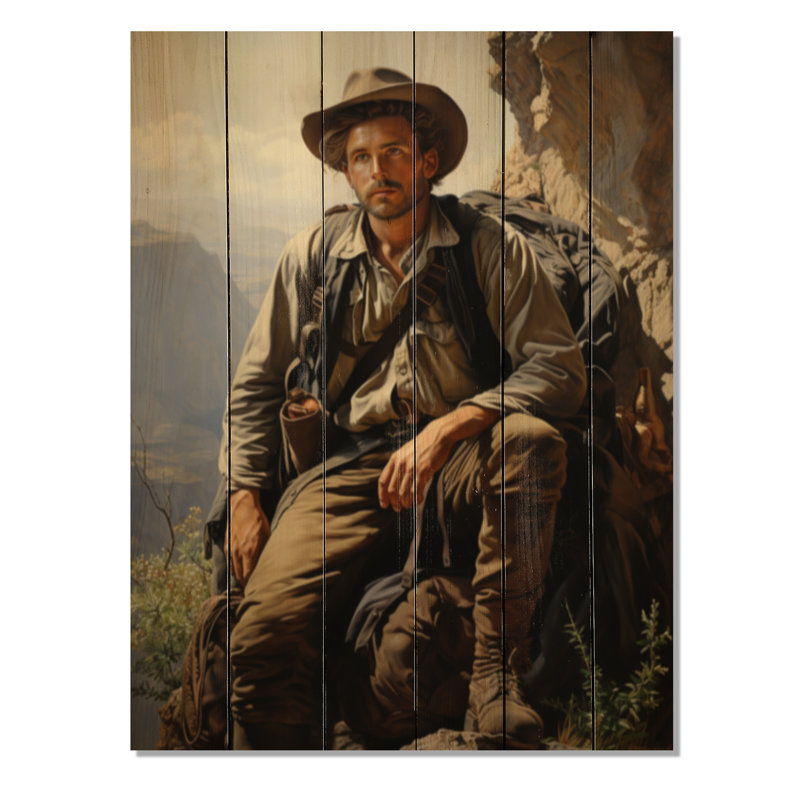 Fashion 1850S Portrait aventureux sur bois, H 32 po x l 24 po x P 0,78 po
