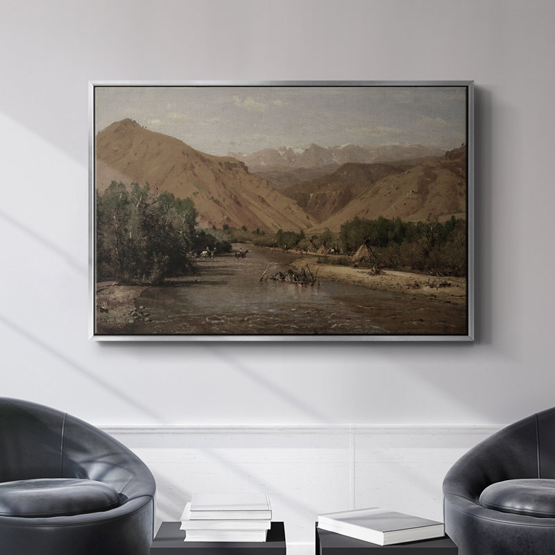 Paysage rétro - CC XXVI, H 17 po x l 25 po, Toile argentée avec cadre flottant