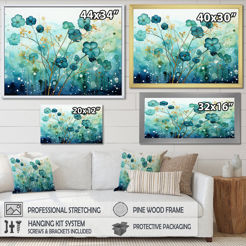 Naos Symphonie apaisante sur toile, H 30 po x l 40 po x P 1,5 po, Cadre flottant noir