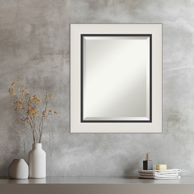 Ellie Beveled Framed Wall Mirror, 25.5" x 21.5", Silver Black