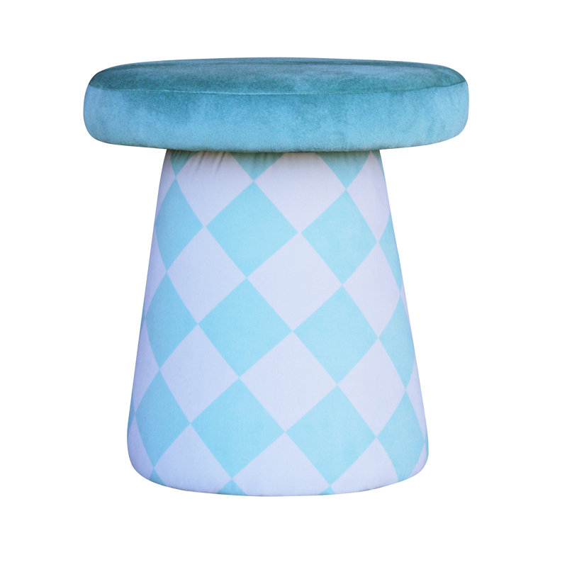 Solid + Manufactured Wood Accent Stool, Mint/White