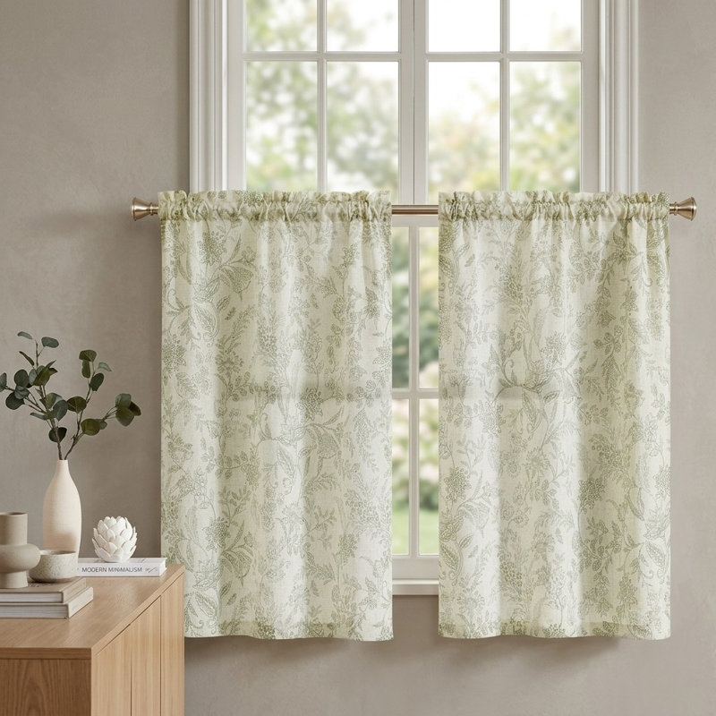 Linen Blend Floral Kitchen Curtain Kitchen Pelmet