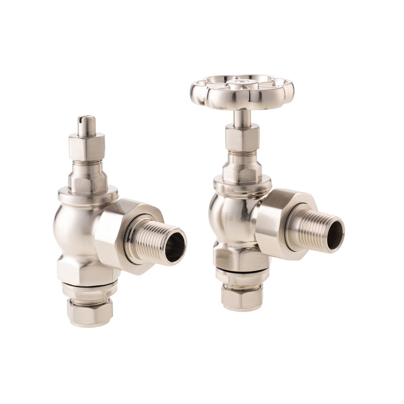 UK-16 Chrome Industrial Radiator Valve, Brushed Nickel
