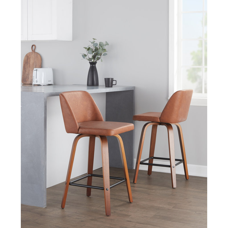 Lakyia Swivel Upholstered Counter Stool with Metal Frame