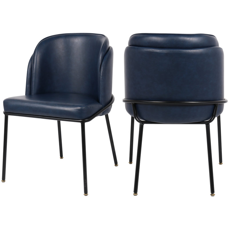 Jagger Faux Leather Dining Chair, Set Of 2, Navy Vegan Leather