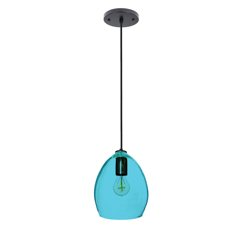Luminaire suspendu à 1 lumière en forme de goutte, Noir, Turquoise