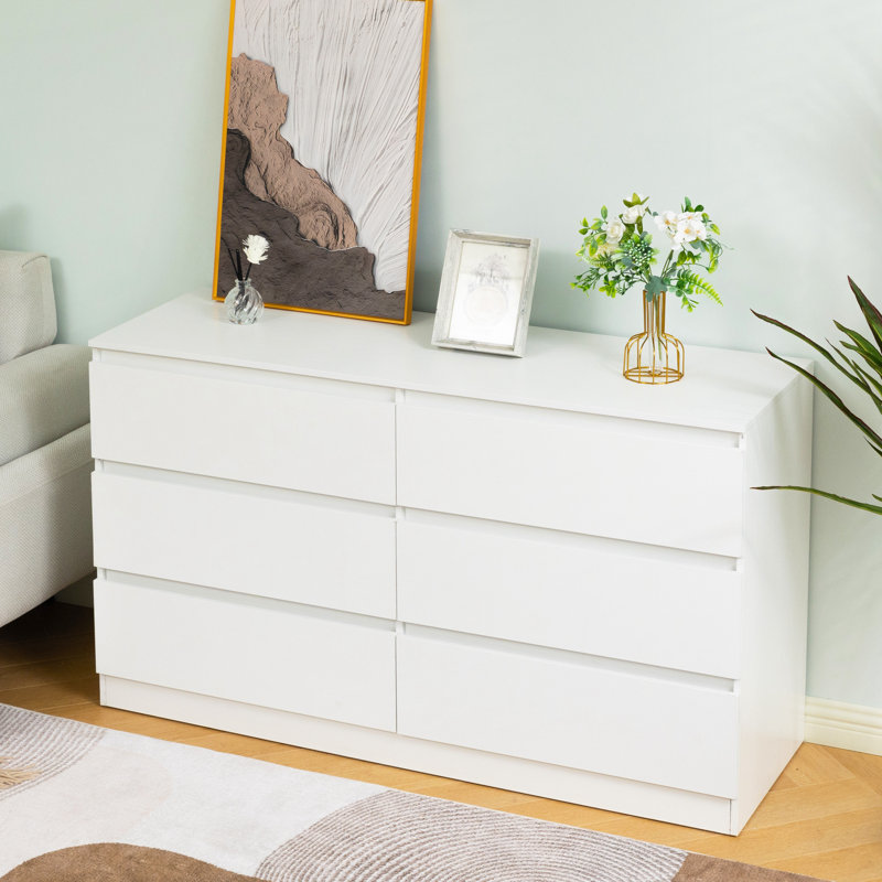 Commodes décoratives avec six tiroirs, Blanc