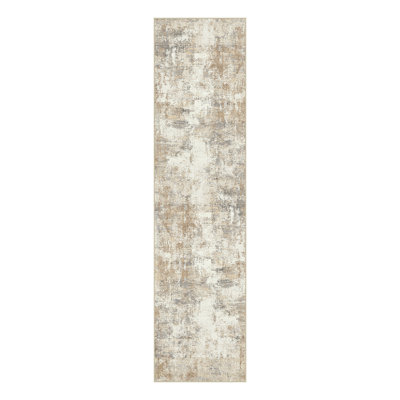 Modern Abstract Washable Rug In Grayish Gold