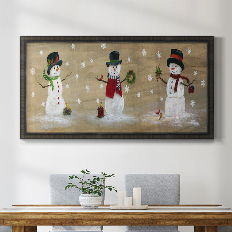 " Wooden Snowman Panel ", Black, 25" H x 45" W x 1" D
