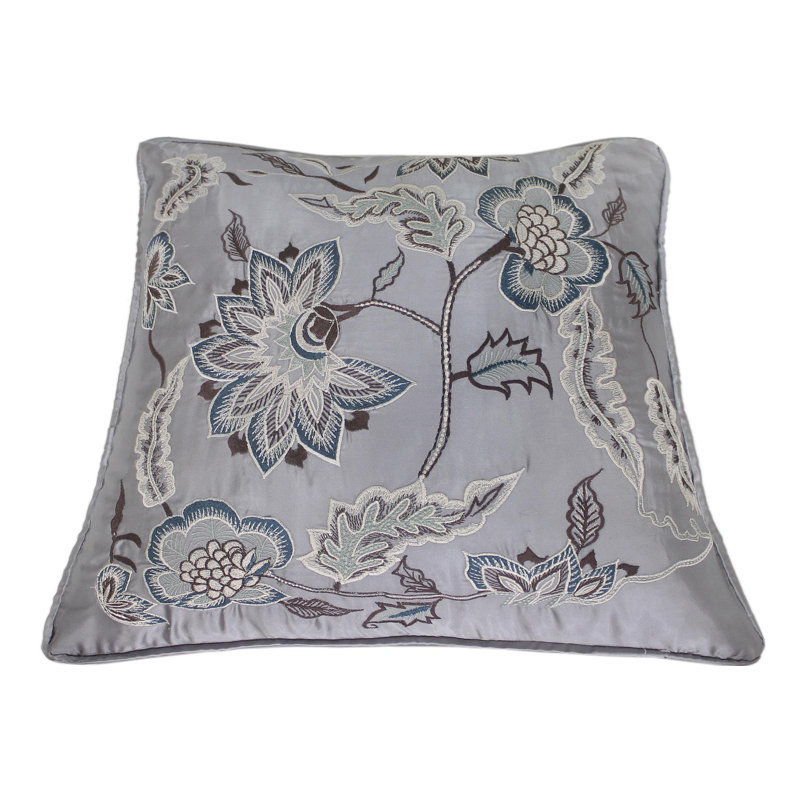 Embroidered Silk Reversible Throw Pillow