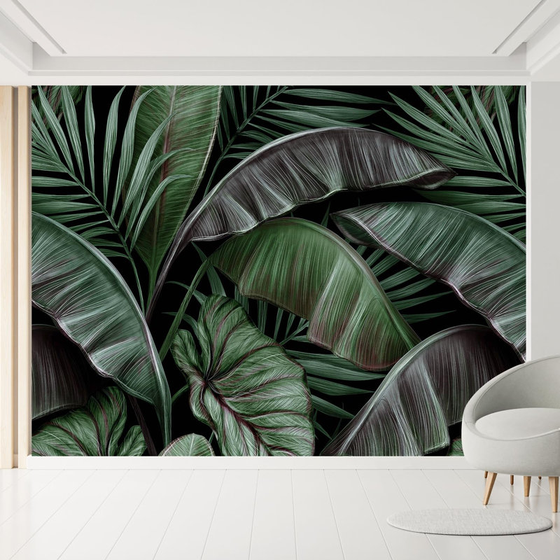 Feuillage tropical luxuriant à feuilles tropicales, L 96 po x l 144 po