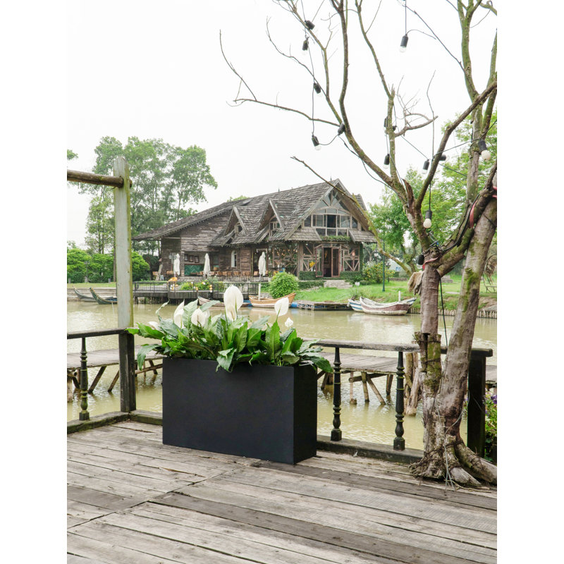 Bac à fleurs en fibre de verre Connoisseur, Noir, H 24 po x l 47 po x P 18 po