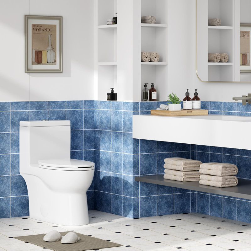 Toilette allongée une pièce, double chasse avec siège à fermeture en douceur