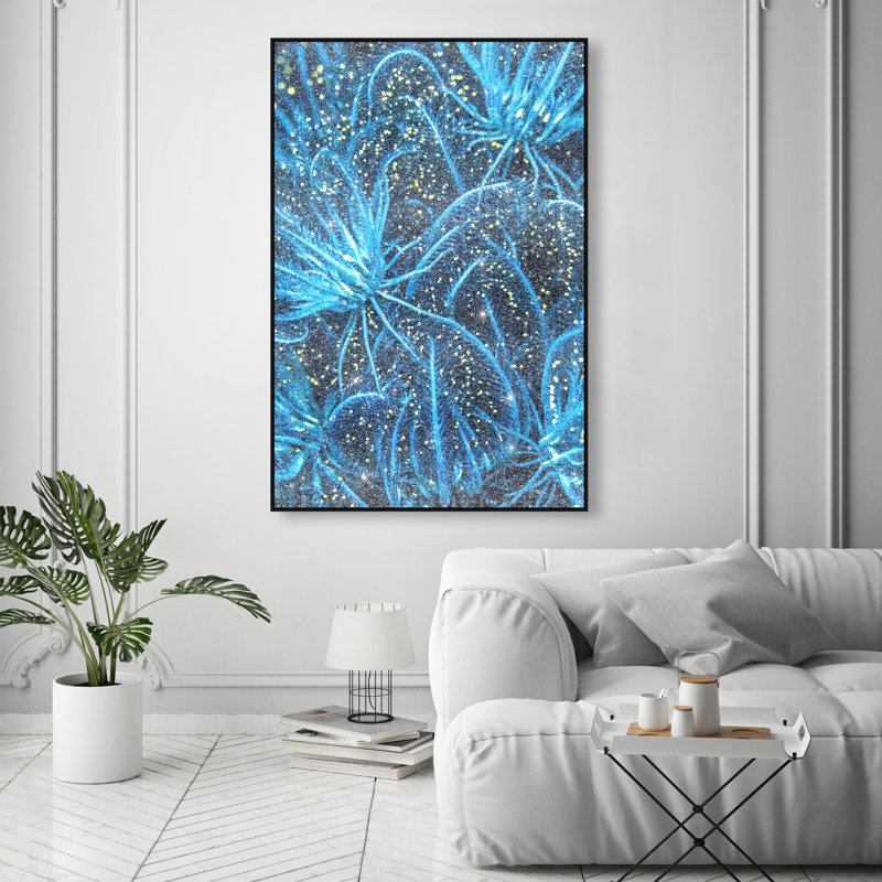 Neon garden Canvas Abstract Print by Oliver Gal, Black Frame, 10 x 15, 25"H x 17"W, Black Floater Frame