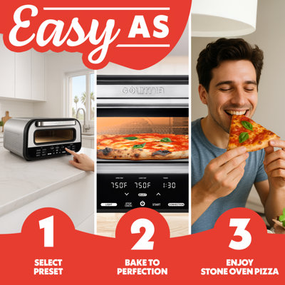 Four à pizza d'intérieur avec 7 préréglages de cuisson Gourmia, acier inoxydable