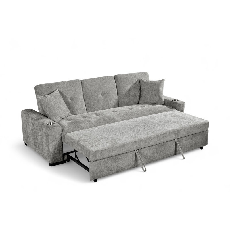 3 Seater Sofa Bed, Grey Chenille