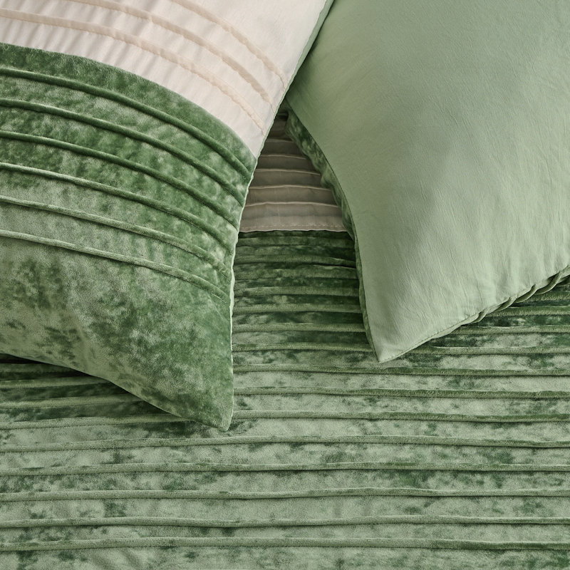 Ensemble de courtepointe 3 pièces Wonderful Luxurious, Patchwork vert menthe