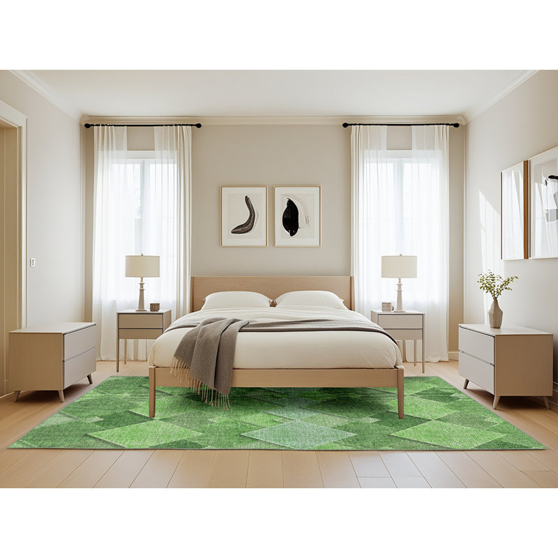 Tapis géométrique vert, Rectangle 5 pi x 8 pi