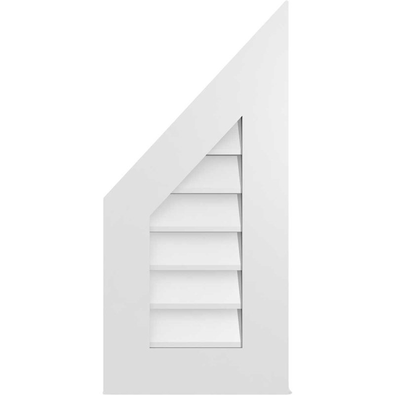 Half Peaked Left Surface Mount Signature Urethane Non-Functional Gable Vent 13/12 Pitch Primed Tan, 30" H x 14" W x 1" D