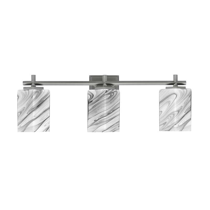 Barre d'éclairage de salle de bain 3 lumières Franklin avec verre à onyx carré 3,5 ", Nickel