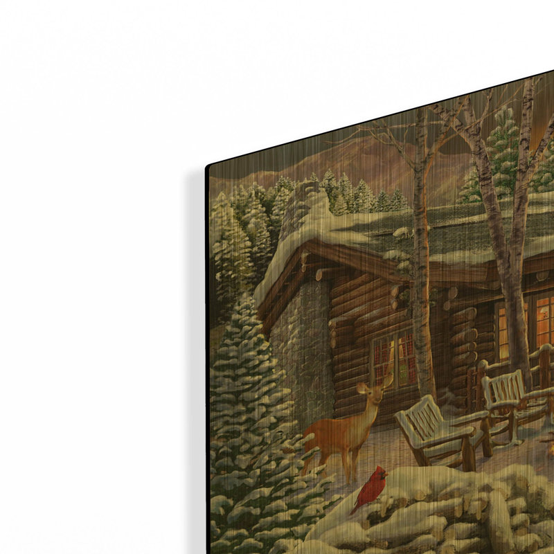 « Refuge d'hiver », illustration de Bigelow, tableau mural en métal doré, 91,4 cm x 61 cm, 36 po x 24 po