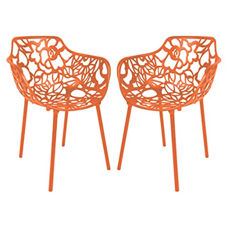 Fauteuil de patio Rabia, Ensemble de 2, Orange